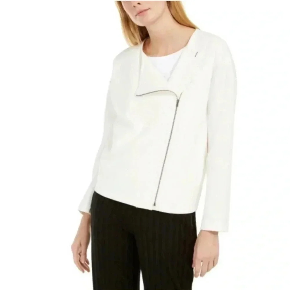 Eileen Fisher Ponte Round Neck Jacket with Front on-the-side Zipper Size XS